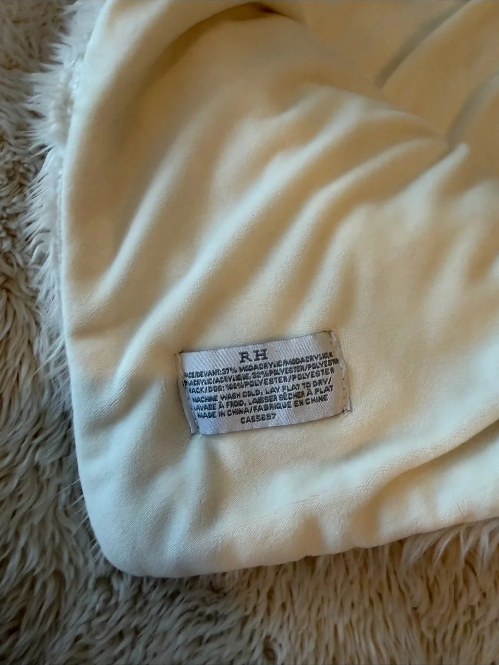 Restoration Hardware Plush Faux Fur Throw - Cream